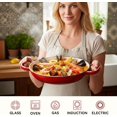 thumbnail image 3 of 3 Quart Enameled Cast Iron Braiser, Non Stick Skillet with Lid, Dutch Oven for Oven Stove Grill, Shallow Cookware for Bake (Red), 3 of 6