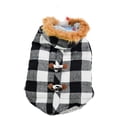 thumbnail image 2 of Vibrant Life Dog Clothes: Black & White Buffalo Plaid Peacoat, S, 2 of 10