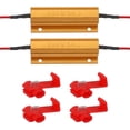 thumbnail image 1 of Uxcell 100W 5K Ohm Resistencias de Carga de Aluminio Reemplazo Automotriz con Clips de Cable Rápido para Arreglar Luz de Señal LED Parpadeante Bombilla LED Dorada 2pcs, 1 of 6