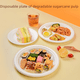 thumbnail image 2 of Caja de embalaje para llevar cuenco desechable, de pulpa de caña de azúcar, de papel degradable, vajilla redonda cubierta para ensalada, cuenco para fideos, de calidad alimentaria, 100, 2 of 2