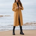 thumbnail image 4 of Mid-length Spring and Winter Long Trench Coat With Belt,Elegant Single Breasted PeaCoat, 4 of 6