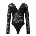 thumbnail image 4 of Women's Solid Color Mesh Lace Pattern Slim Fit Thin Texture All Purpose Inner Jumpsuit, 4 of 6