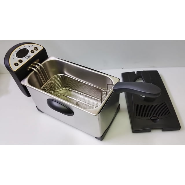 Freidora eléctrica Elite Gourmetde inmersión profunda 3.8 LITROS 1500 WATS CONTROL LED