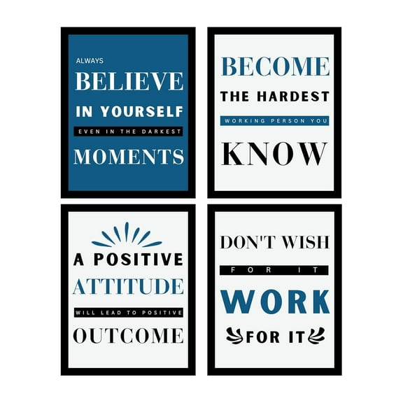 Motivational Quotes Canvas Unframes Set of 4 Motivational Posters for Home & Office With Preinstalled Hanging Hooks 11x14 inch