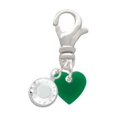 thumbnail image 2 of Delight Jewelry Acrylic 5/16" Green Heart - Silvertone Clip on Charm with Clear Crystal Drop, 2 of 4
