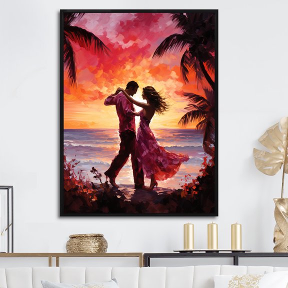 Designart "Salsa Dance Under The Sunset V" Dance Floater Framed Canvas Prints