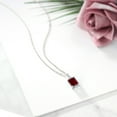 thumbnail image 5 of Gem Stone King 2.65 Cttw Red Garnet and White Created Sapphire Pendant Necklace for Women | 925 Sterling Silver | Gemstone January Birthstone | Emerald Cut 9X7MM | With 18 inch Silver Chain, 5 of 5