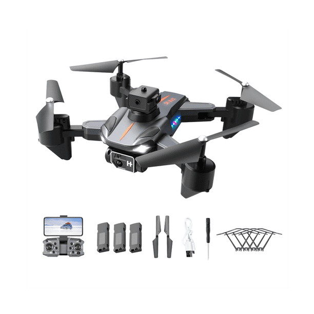 8K HD Dual Camera Drone Remote Control Airplane Toys con FuncióN AutomáTica de EvitacióN de ObstáCulos para Regalo 3 Piezas de BateríA