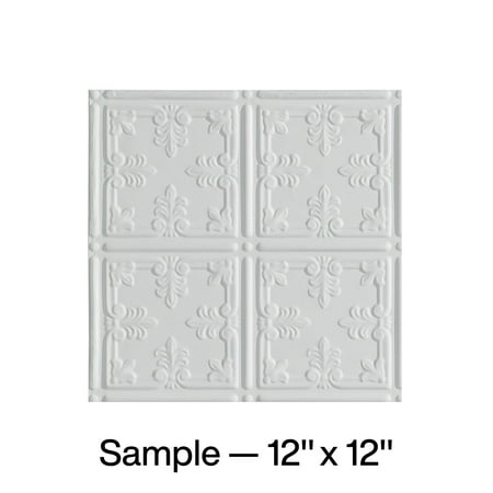FASÄDE Traditional 10 Decorative Vinyl Glue Up Ceiling Panel in Matte White (12X12 Inch Sample)