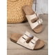 thumbnail image 4 of Women Buckle Decor Flat Sandals, Cool Beige Footbed Sandals, 4 of 5