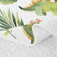 thumbnail image 5 of Feelyou Cute Watercolor Dinosaur Bed Spread Queen for Boys Girls, Tropical Floral Leaf Queen Coverlet Set, Green White, 3-Piece, 5 of 7