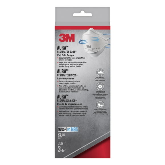 3M™ Aura™ Particulate Respirator 9205PH-3-DC-CA, N95, 3/Pack, 3M™ Respirator 9205PH-3-DC-CA