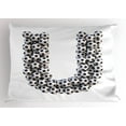 thumbnail image 1 of Letter U Pillow Sham, Stack of Soccer Balls with U Shape Alphabet in Football Theme Outdoor Sports, Decorative Standard Queen Size Printed Pillowcase, 30 X 20 Inches, Black White, by Ambesonne, 1 of 2