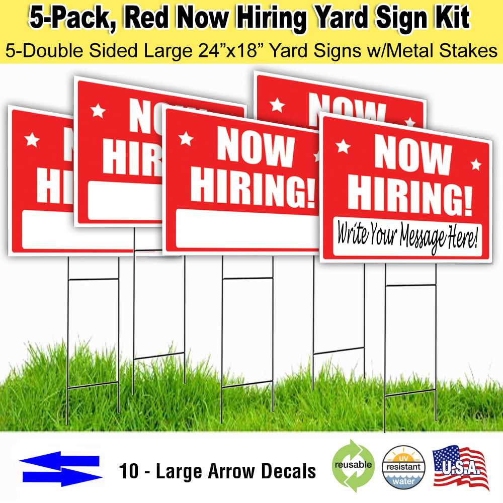 Now Hiring 18x24 Inch Sign With Display Options 