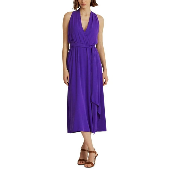 Lauren Ralph Lauren Women's Purple Georgette Halter Dress