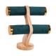 thumbnail image 2 of Organizador de pulseras y coleteros, base de madera independiente, estante para relojes de 2 niveles Verde oscuro, 2 of 9