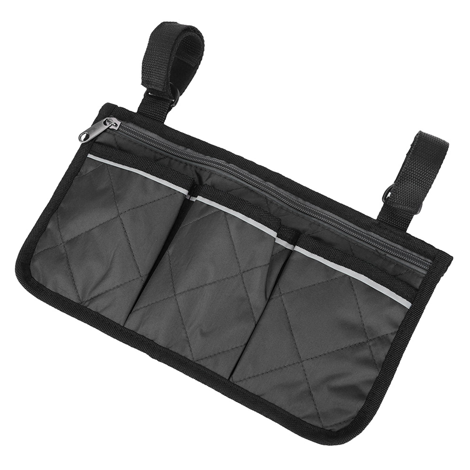 M Buder Multifunctional Wheelchair Scooter Armrest Side Bag Walker Hanging Pouch Storage Organizer Black 7.1 x 12.8 inches / 18.0 x 32.5 cm