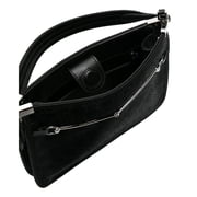 Gucci Horsebit Slim Shoulder Bag Black GG Monogram Fur Leather Trim Silver Horsebit Hardware Designer Shoulder Handbag NEW
