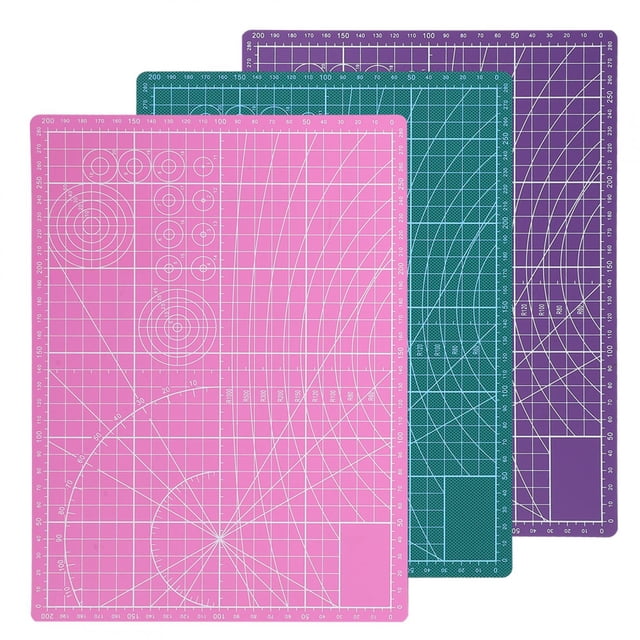 3pcs PVC A4 Cutting Mat Double‑Sided Grid Lines Board Multifunction for School Office Painting Engraving