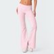 thumbnail image 2 of moda de las mujeres color sólido slim fit cintura inversa delgada cintura baja cintura elástica pantalones acampanados rosa claro / xl, 2 of 7