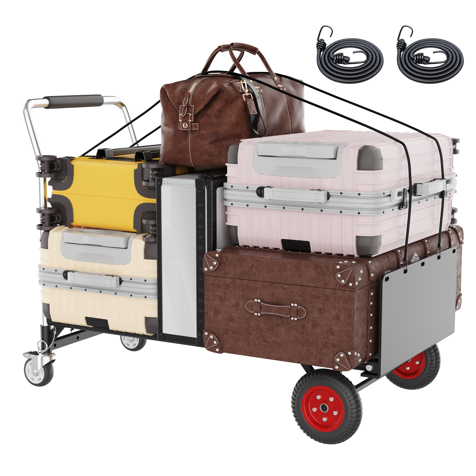 HOHYN 2 in 1 Convertible Hand Truck and Dolly, 800LBS – Heavy-Duty Moving Dolly Cart with 10" Flat Free Rubber Wheels & Handle
