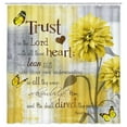 thumbnail image 3 of Yellow and Grey Floral Shower Curtain, Rustic Farmhouse Watercolor Dahlia Flower Bathroom Curtains, Modern Minimalist Bible Verse Inspirational Quote Fabric Bathroom Accessories with Hooks, 72X72in, 3 of 4