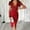 Wine, variant on asdoklhq Masquerade Dresses for Women Solid Color Short Sleeved V-neck Sequin Slit Dress Wine S