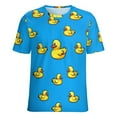 thumbnail image 5 of Rubber Ducks Blue Pattern Women's Short Sleeve T-Shirt Crew Neck Casual Summer Trendy Loose Fit Tops, 5 of 6