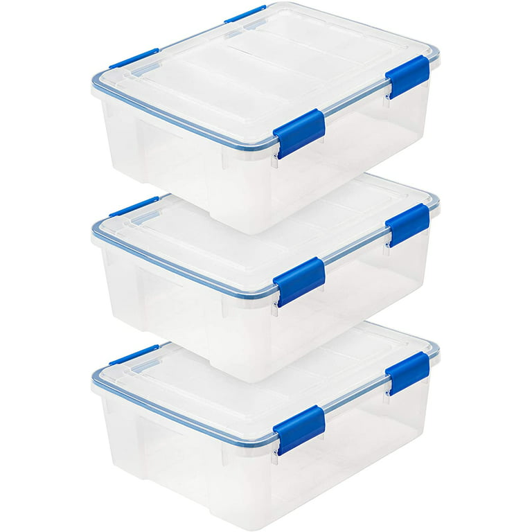 Begale 10.5 Quart Plastic Medium Storage Container, Clear Latch Bin with  Handle and Lid, 4-Pack