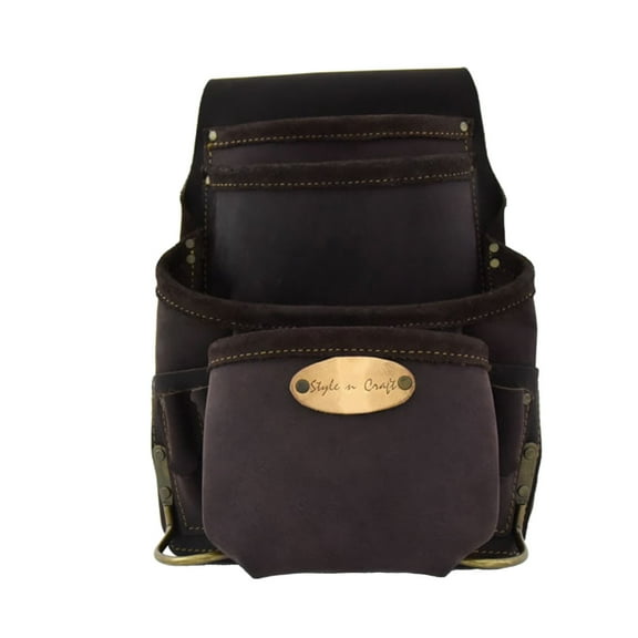 90926 - 10 Pocket Carpenter's Nail and Tool Pouch in Oiled Full Grain Leather | Style n Craft