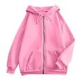 thumbnail image 4 of STICHOU Hoodies for Women Zip Up Oversized Casual Fleece Lined Sweatshirts Winter Fashion Jackets Lightweight Thick Coat Winter Clothes Pink 2XL, 4 of 6