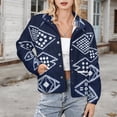 thumbnail image 3 of Jackets for Women Winter Coat Jackets Flannel Stand Collar Jacket(Dark Blue Textile White Pattern,Size:S-4XL), 3 of 7