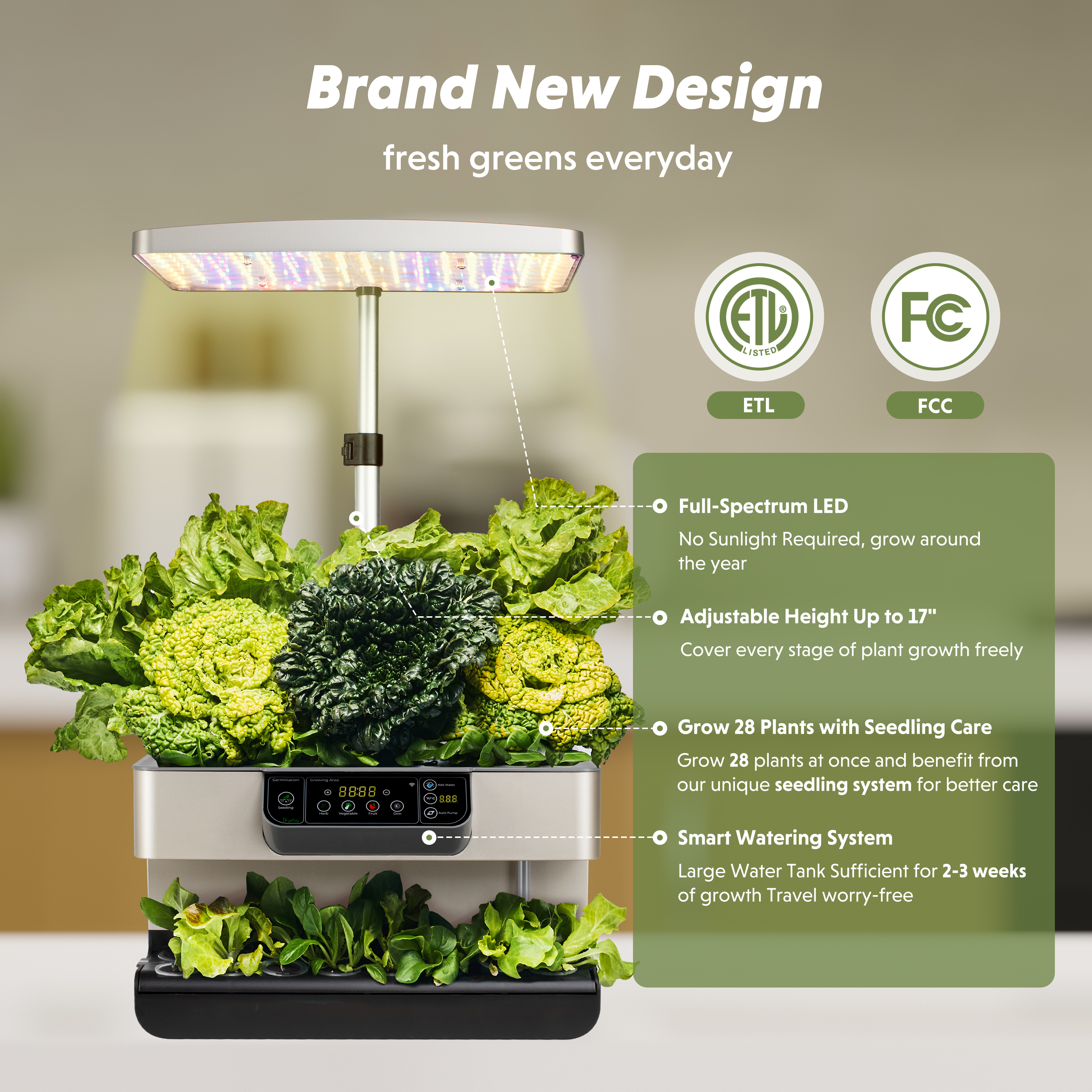 iFarm Hydroponics Growing System 28 Pods Indoor Garden with App Control 35W LED Grow Light, Water Shortage Alarm, Silent Pump, Complete Kit for Family Gardening (Seeds & Nutrients Not Included)
