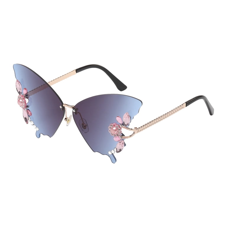 Lilgiuy Women Sunglasses Summer Rimless Diamond Butterfly  display picture 3