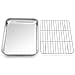 thumbnail image 3 of P&P CHEF Toaster Oven Tray and Rack Set, Stainless Steel Baking Pan with Cooling Rack, Fit Your Small Oven & Single Person Use, Non Toxic & Easy Clean, 3 of 4