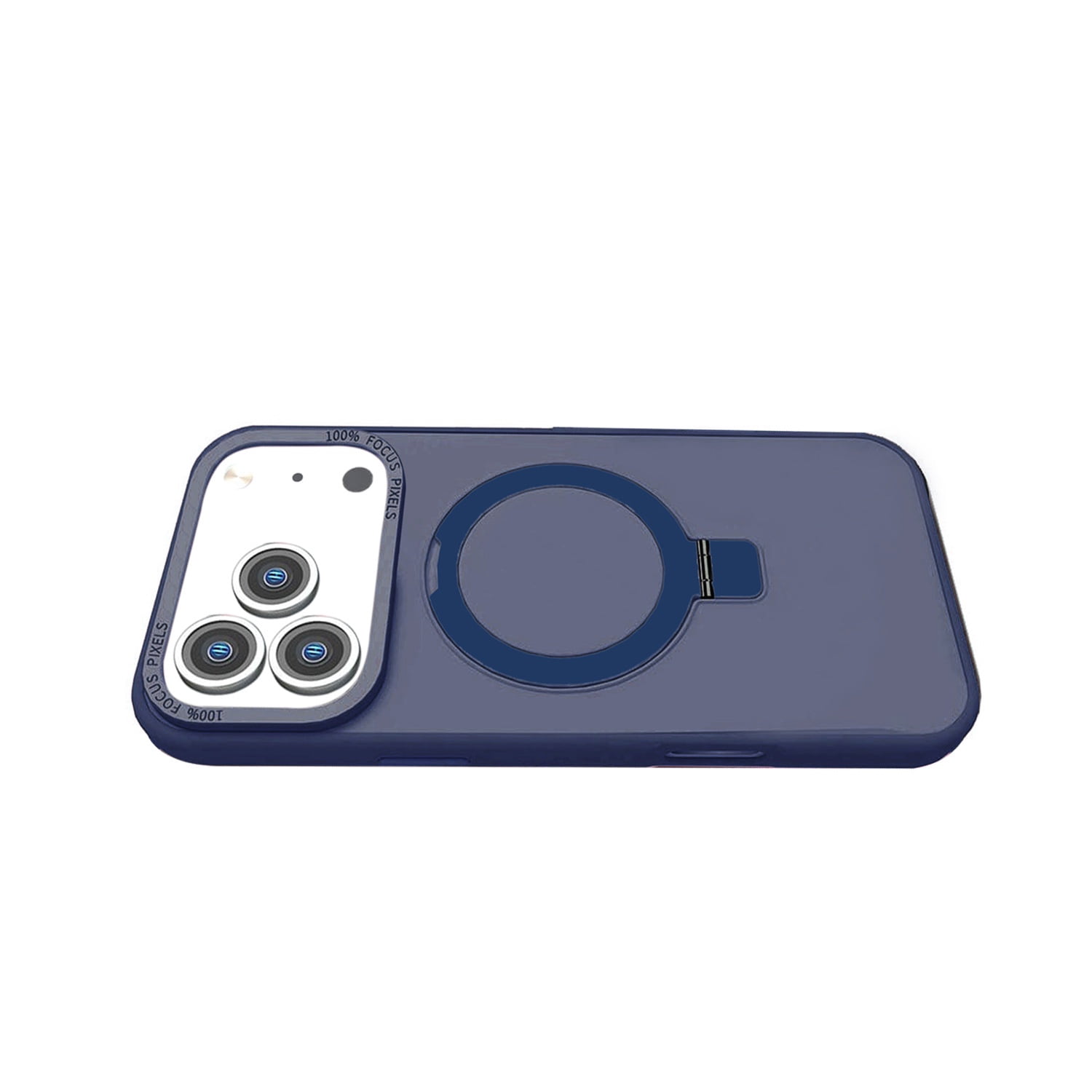Carbon Fiber Protective Case with Kickstand & Wireless Charging for iPhone 17 Pro Max - Dark Blue