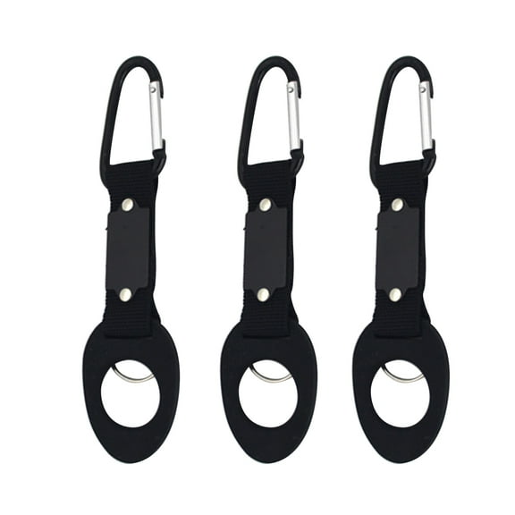 WORGEOUS Portable Water Bottle Carrier Clip with Hanging Buckle for Outdoor Activities Black Aluminum 3pcs