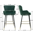 thumbnail image 6 of Dayalane 26" Velvet Bar Stools Set of 2, Modern Wingback Counter Height Stools with Gold Footrest for Kitchen Island, Dining Room, Home Bar, Green, 6 of 7