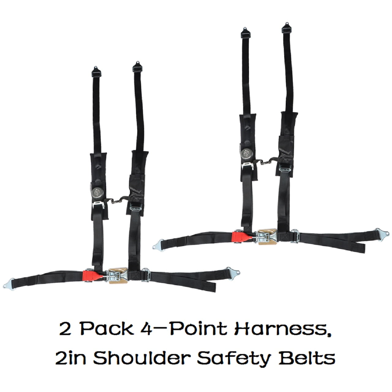 2 Pack 2in Black Shoulder Safety Belt, 4Point Harness