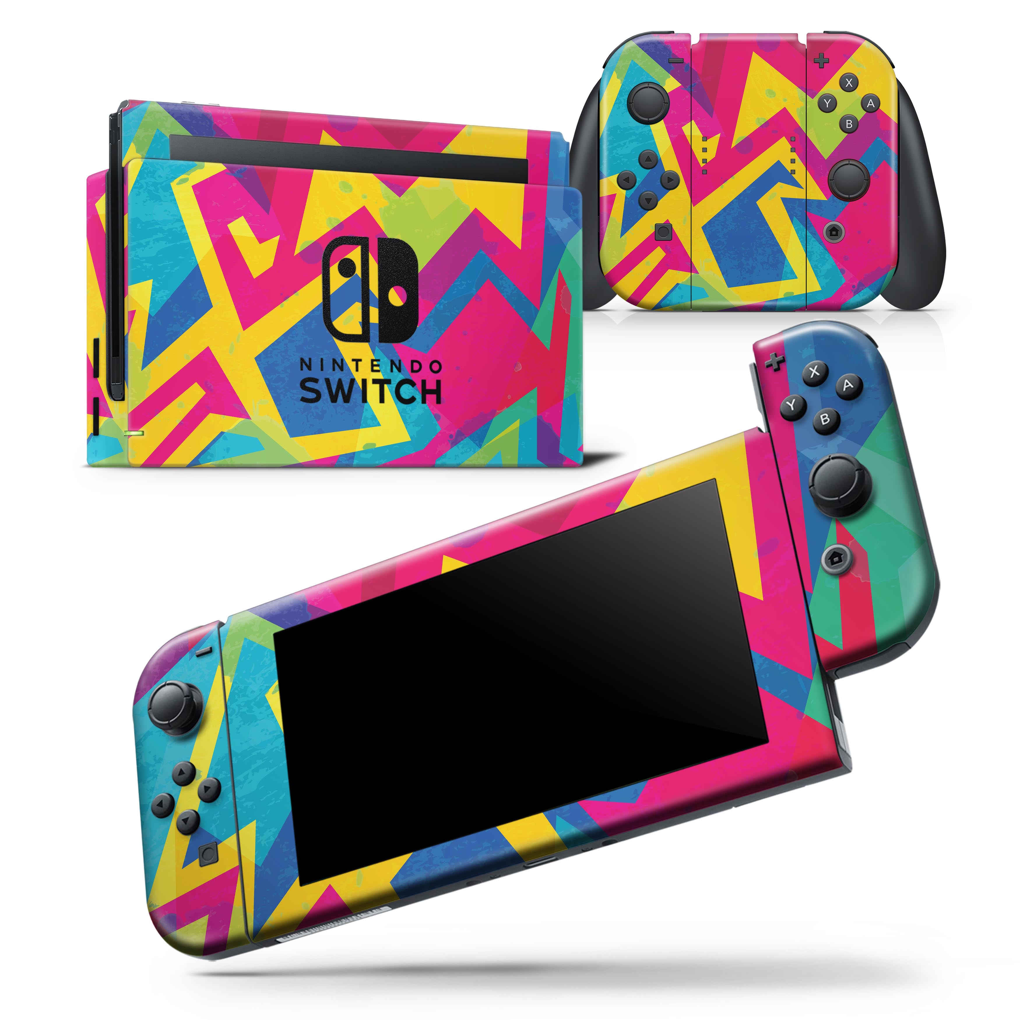 Bright Retro Color Shapes Skin Wrap Decal Compatible With The Nintendo Switch Console Joycons Walmart Com Walmart Com