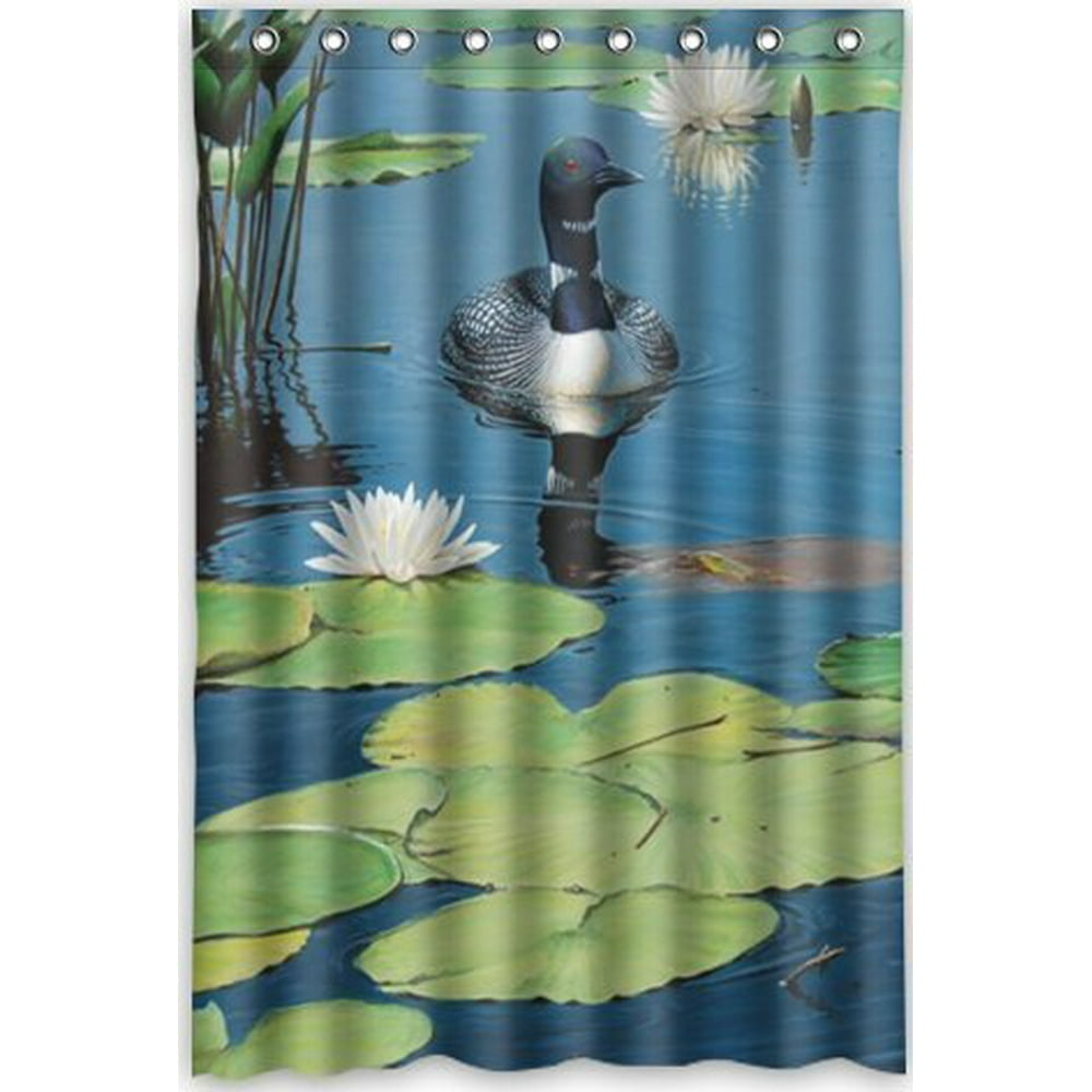HelloDecor Loon Birds Shower Curtain Polyester Fabric Bathroom