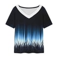 thumbnail image 5 of Craaazy Women Floral Print Shirts V Neck Lace Trim Short Sleeve Casual Loose Tops Gift, 5 of 5