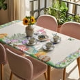 thumbnail image 3 of Easter Table Cloths for 4 Foot Rectangle Tables, Spring Rustic Rabbit Botanical Flowers Eggs Plaid Patio Waterproof Elastic Fitted Tablecloths, Washable Rectangular Table Cover for Camping, 3 of 8