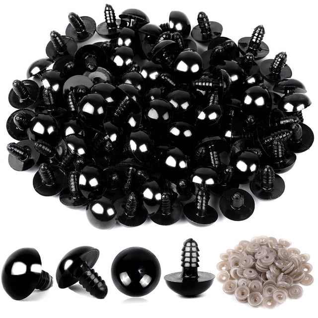100 Ojos de Ganchillo de Seguridad de PláStico una Granel con 100 Arandelas para Manualidades de Ganchillo (0,24 Pulgadas/0,236 Pulgadas)