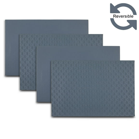 Ala Carte by Dainty Home Stratham Geometric Textured Faux Leather Placemats – Set of 4, Reversible, Non-Slip, Washable, Heat & Tear Resistant – 12x18 in Dining Table Mats