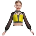 thumbnail image 4 of iixpin Kids Girls Shiny Yoga Sports Workout Modern Ballet Crop Top Rhinestones Jazz Dance Tank Cami Vest Yellow 14, 4 of 6