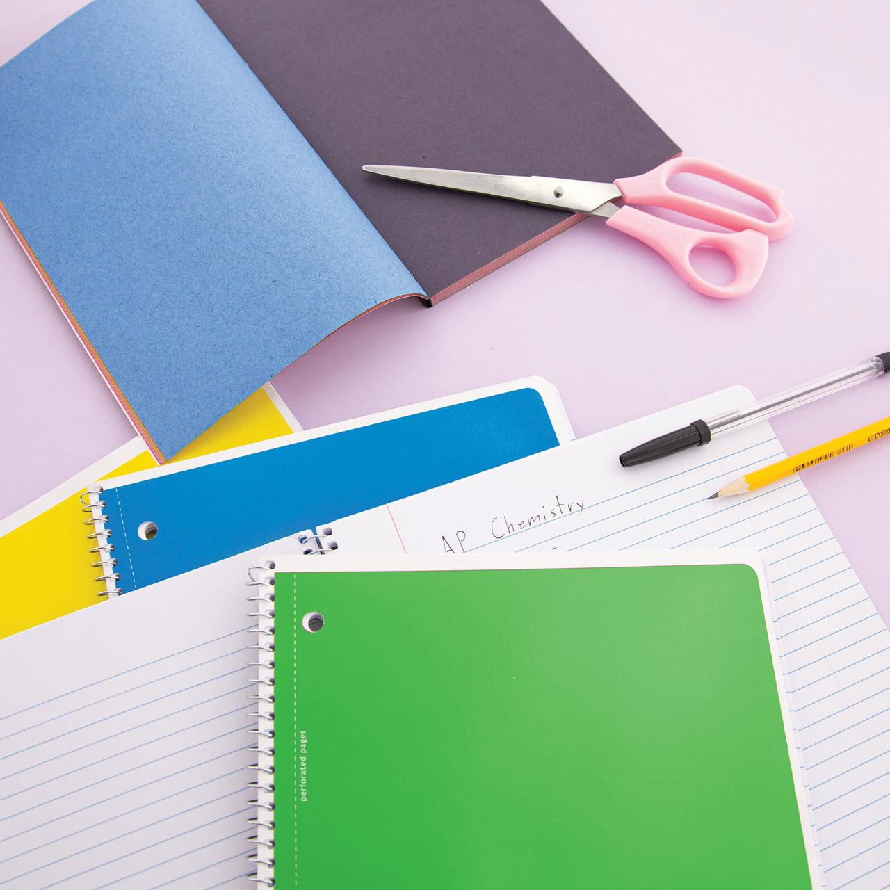 BAZIC Spiral Notebook, 1 Subject, Wide Ruled Paper 8" x 10-1/2", 70 Sheets Green Cover, 24-Count
