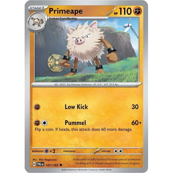 Pokemon Paldea Evolved Uncommon Primeape Cosmos Holo