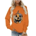 thumbnail image 3 of Makaor Fall Sweatshirt Women Plus Size Halloween Crew Neck Tops Fleece Long Sleeve Pullover Pumpkin Casual Clothes, 3 of 8