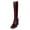Brown, variant on FSJ Women Simple Square Closed Toe Low Platform Knee-High Boots Chunky High Heel Side Zipper Tall Boots Casual Daily Wear Shoes Size 8 Blue